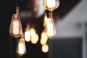 close up of old fashioned light bulbs